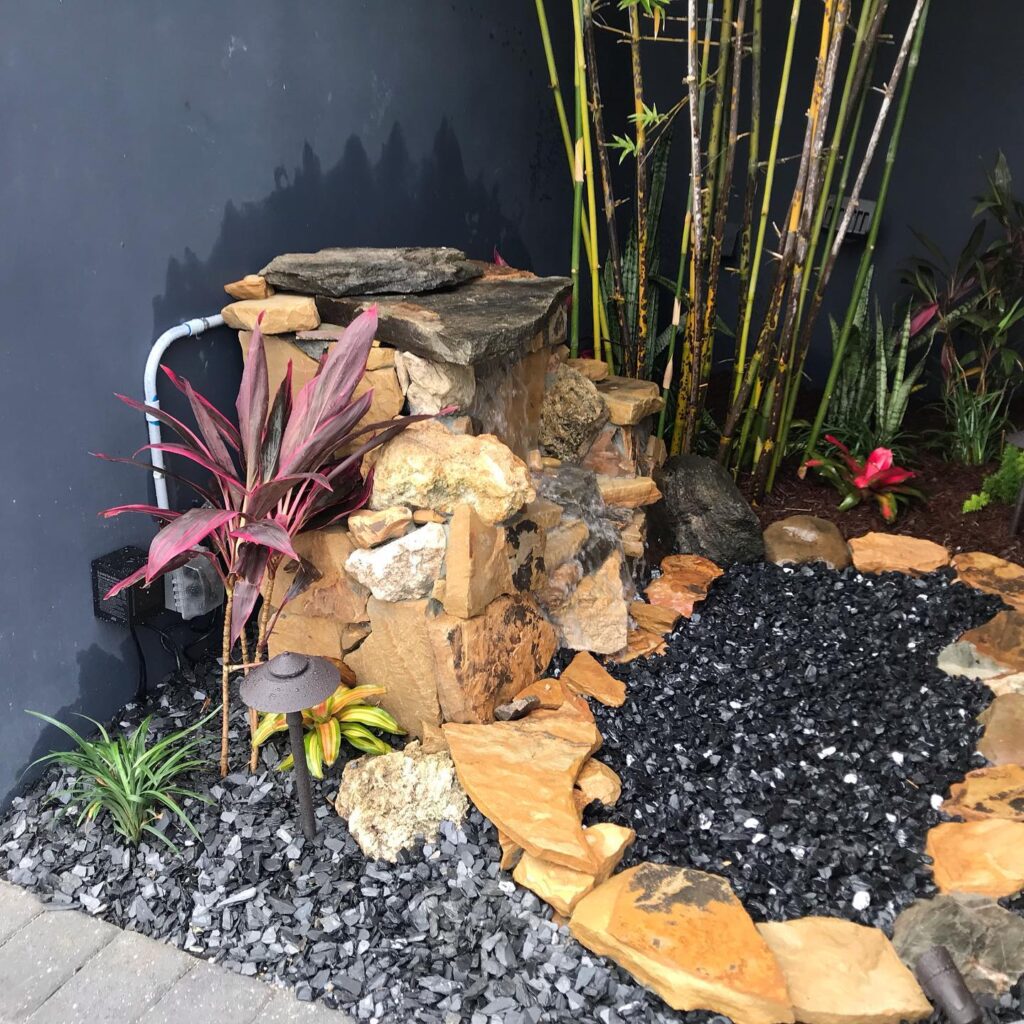 , Before and After Water Feature South Florida, Natural Wonders Landscaping
